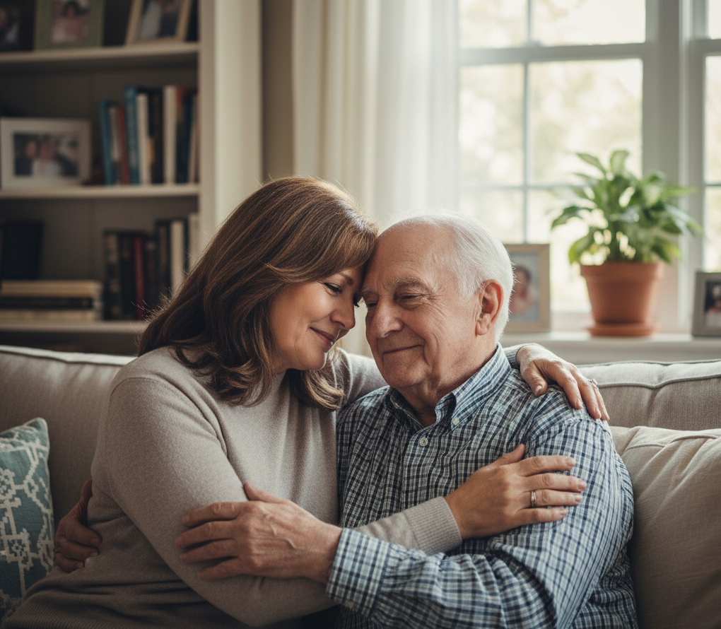 Senior transitions specialist assisting a client during a move